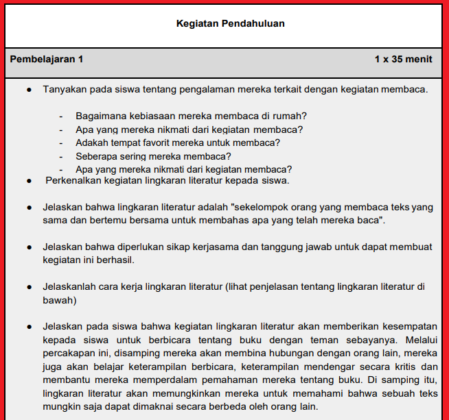 RPP kurikulum Merdeka belajar Bahasa Indonesia Kelas 4 SD/Mi Modul